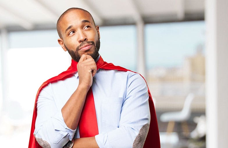 Picture of man in red cape